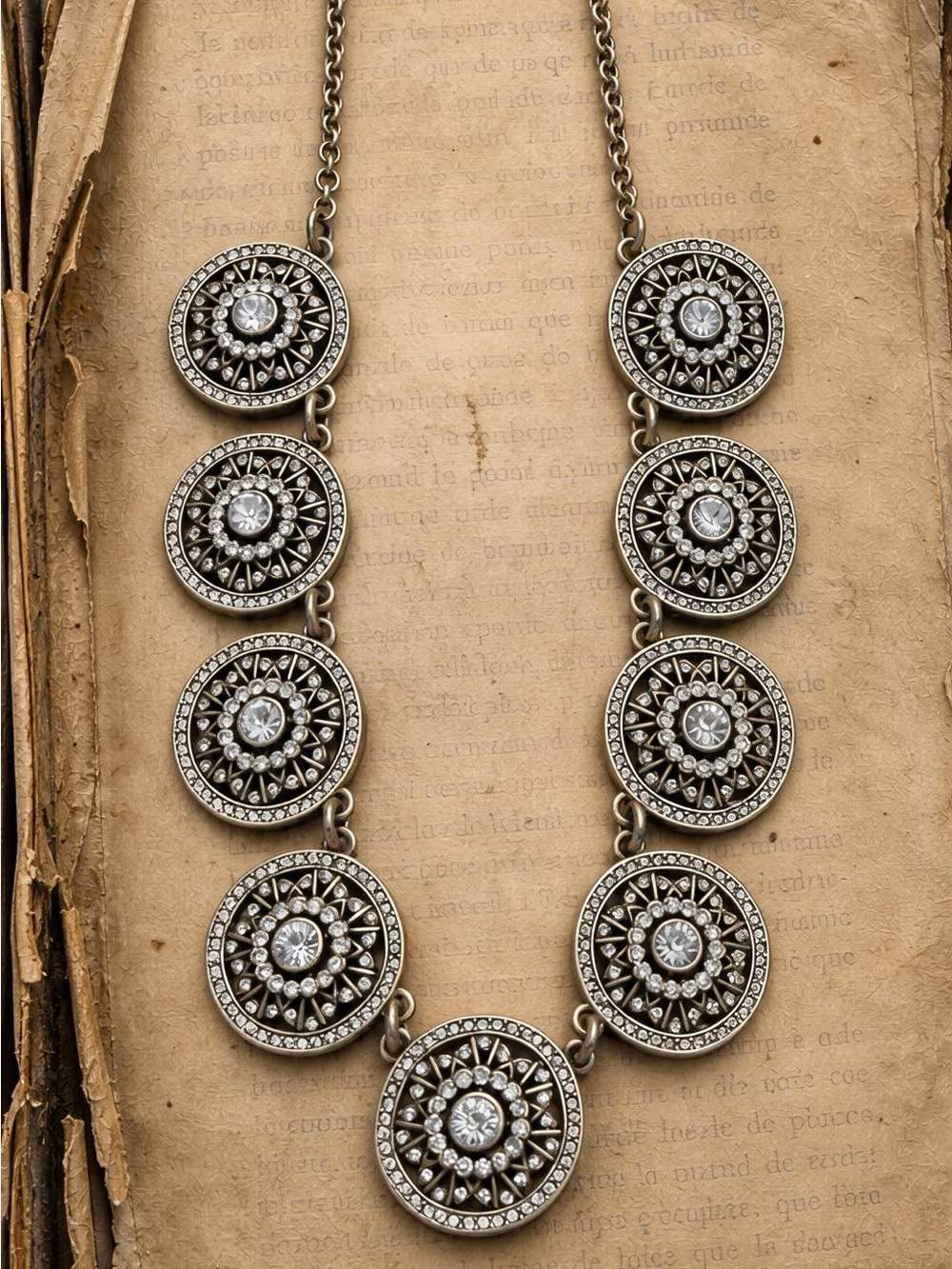 J.Crew Factory crystal pinwheel statement necklace